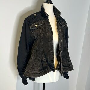 BNWT Phillip Lim Hybrid Denim Flight Jacket Black Faded Denim Size XS